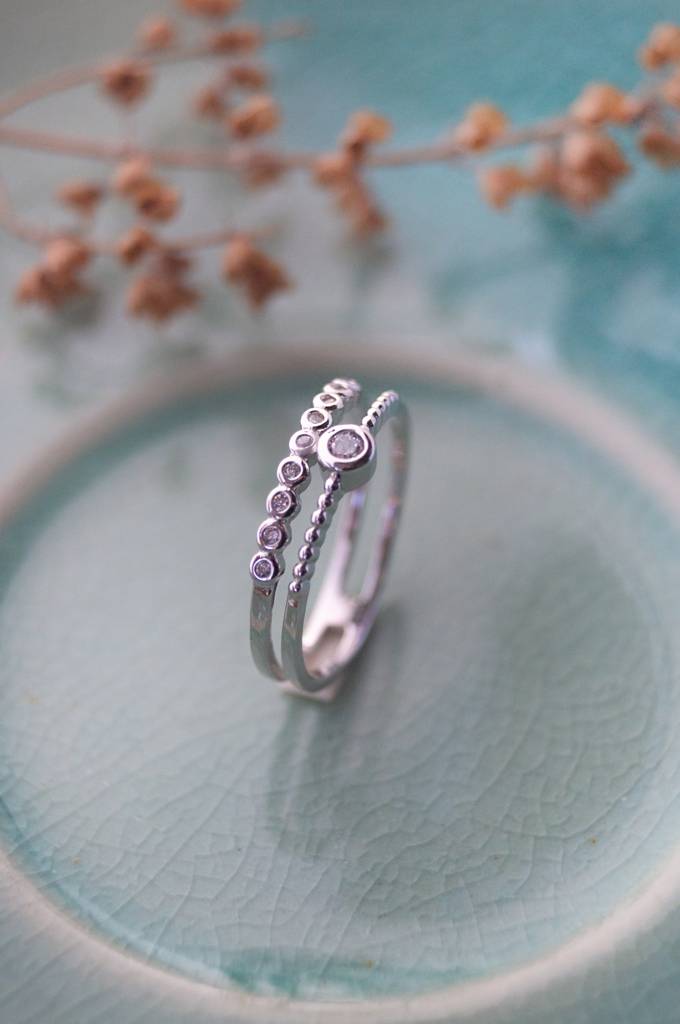 Gleaming Two Plated Sterling Silver Ring : MZSRC330D722