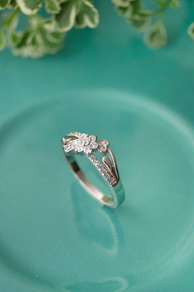 Heart Blossom Rose Gold Plated Sterling Silver Ring : MZSRC384D846