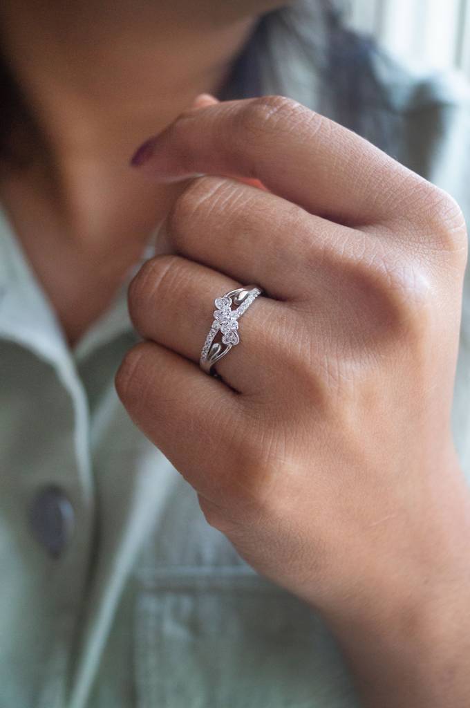 Heart Blossom Rose Gold Plated Sterling Silver Ring : MZSRC384D846