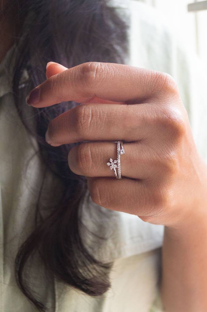 Floral Bloom Sterling Silver Ring : MZSRC394D882