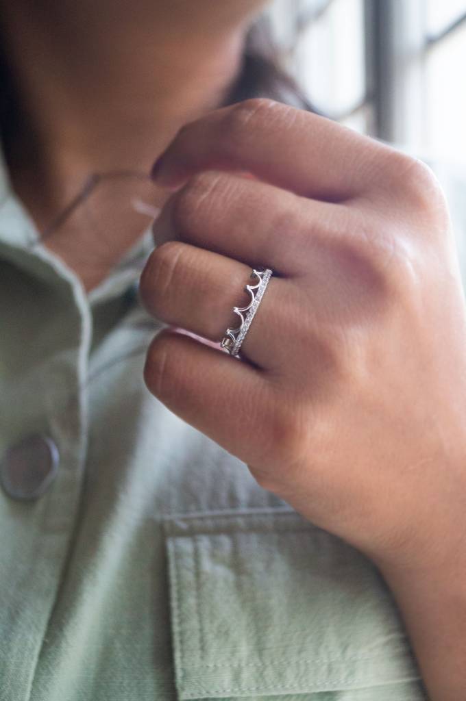 Crown Rose Gold Plated Sterling Silver Ring : MZSRC396D894