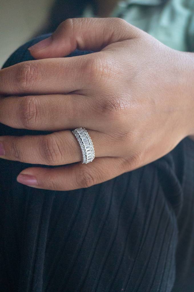 Glamorous Statement Sterling Silver Band Ring : MZSRC415D959