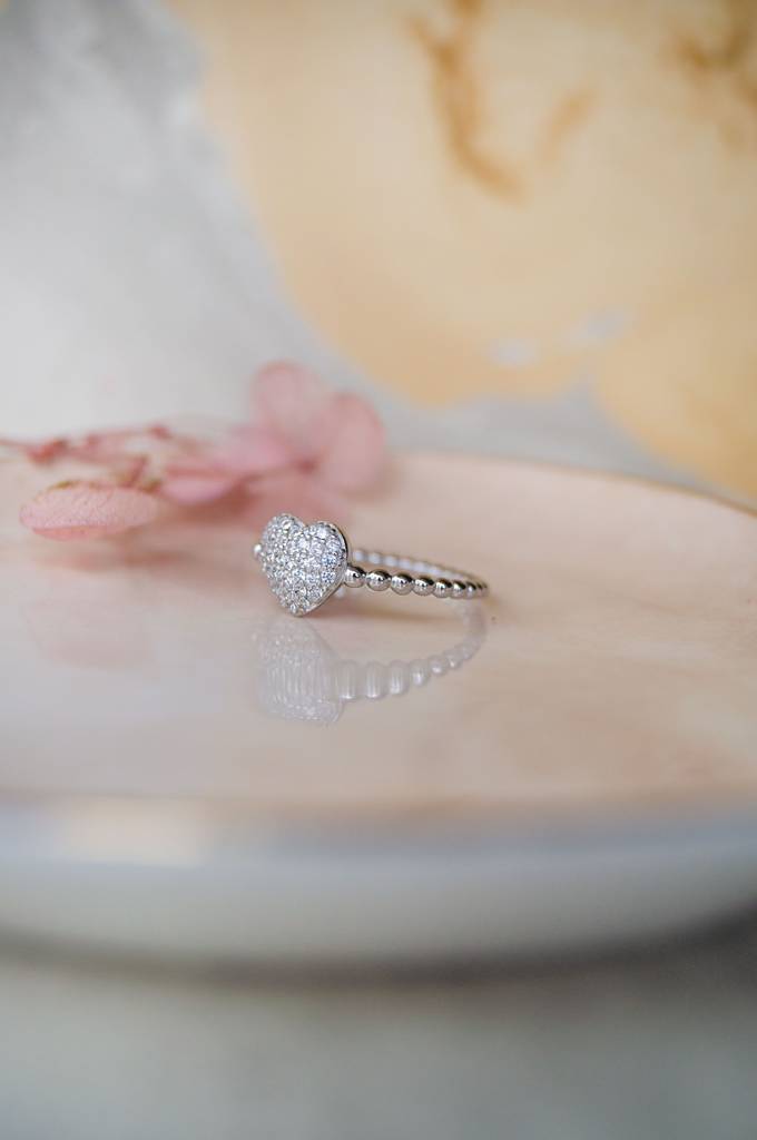 Adorable Cluster Heart Rose Gold Plated Sterling Silver Ring : MZSRC516D1197