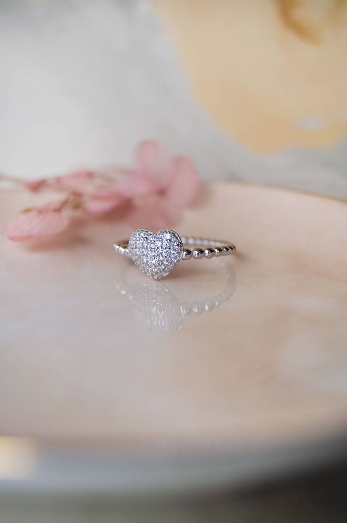 Adorable Cluster Heart Rose Gold Plated Sterling Silver Ring : MZSRC516D1197
