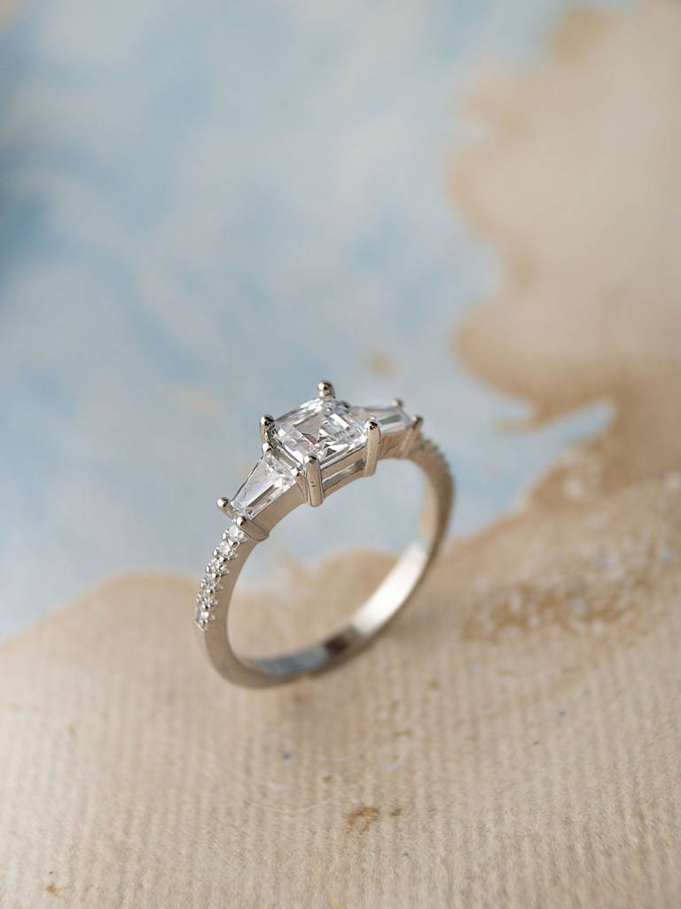 Princess Solitaire Sterling Silver Ring : MZSRC587D1386