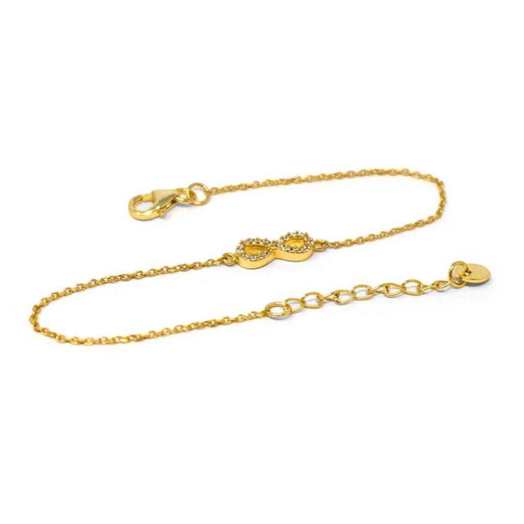 Pretty Tiny Infinity Gold Plated Sterling Silver Chain Bracelet : MZYBC620D1479