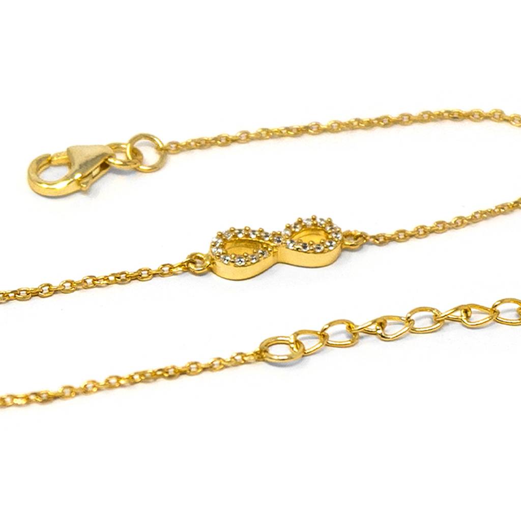 Pretty Tiny Infinity Gold Plated Sterling Silver Chain Bracelet : MZYBC620D1479