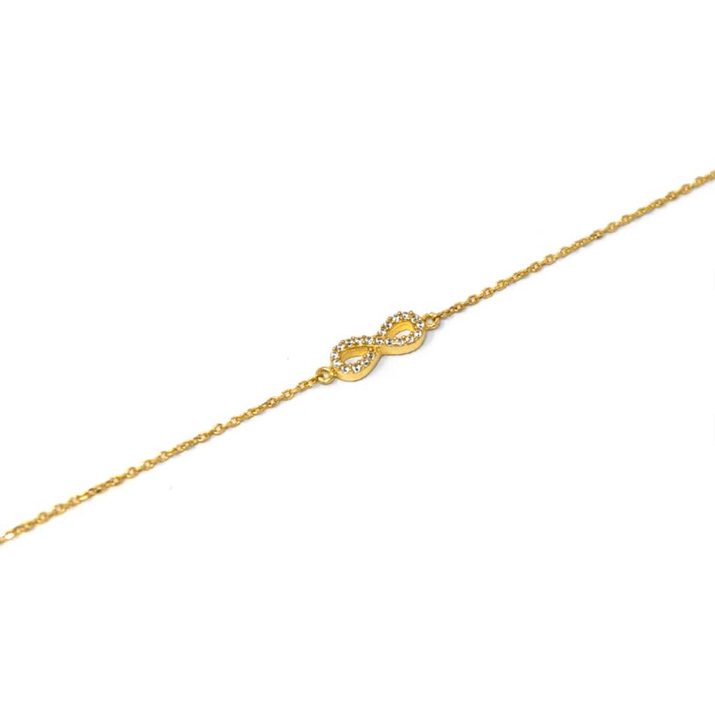Pretty Tiny Infinity Gold Plated Sterling Silver Chain Bracelet : MZYBC620D1479