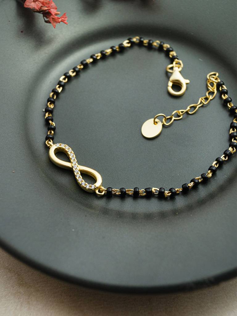 Together Till Infinity Gold Plated Sterling Silver Mangalsutra Bracelet : MZYBM867D2003