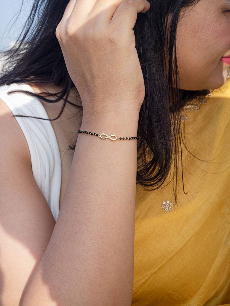 Together Till Infinity Gold Plated Sterling Silver Mangalsutra Bracelet : MZYBM867D2003