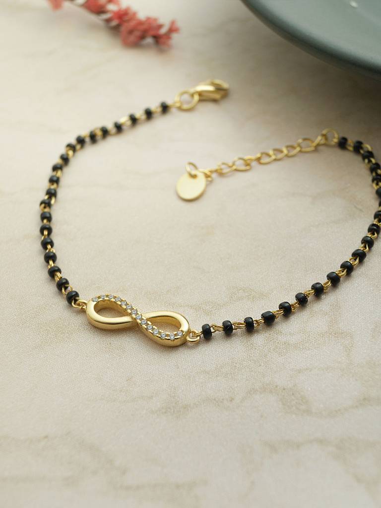 Together Till Infinity Gold Plated Sterling Silver Mangalsutra Bracelet : MZYBM867D2003