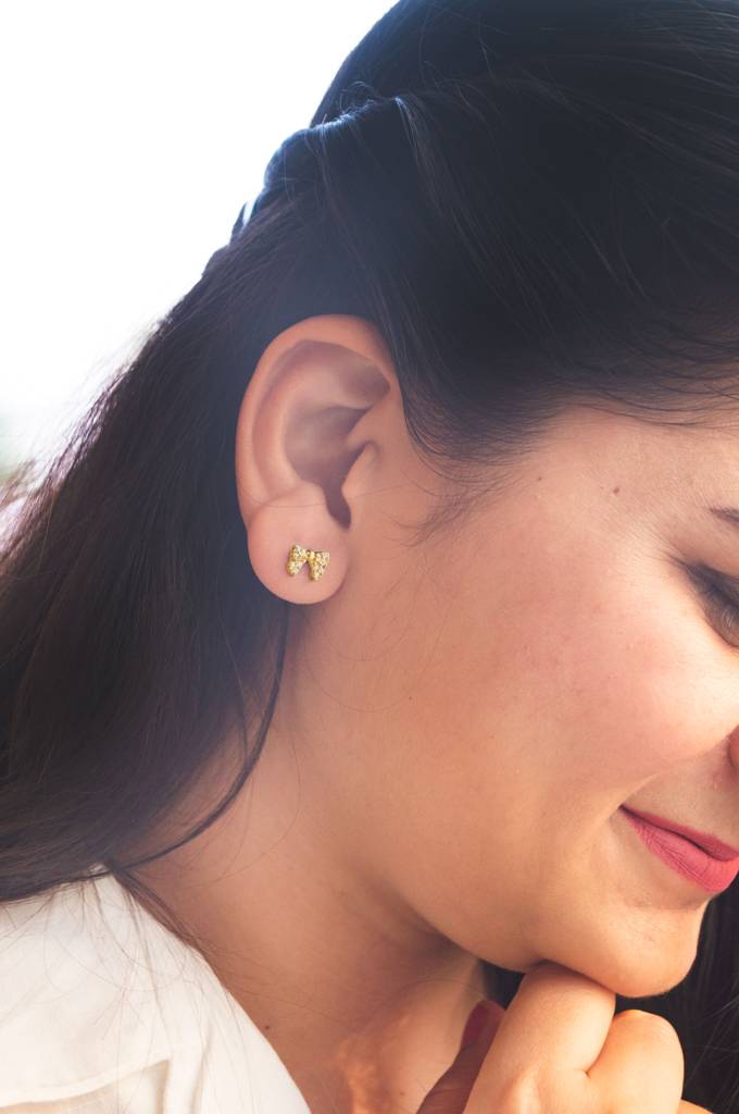 Cutie Bow Rose Gold Plated Sterling Silver Stud Earrings : MZYES423D1809