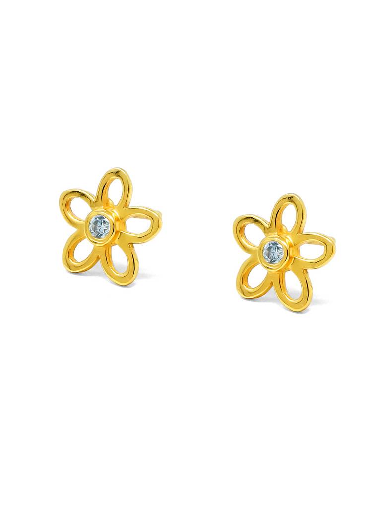 Mannash Charming Flower Gold Plated 925 Sterling Silver Stud Earrings