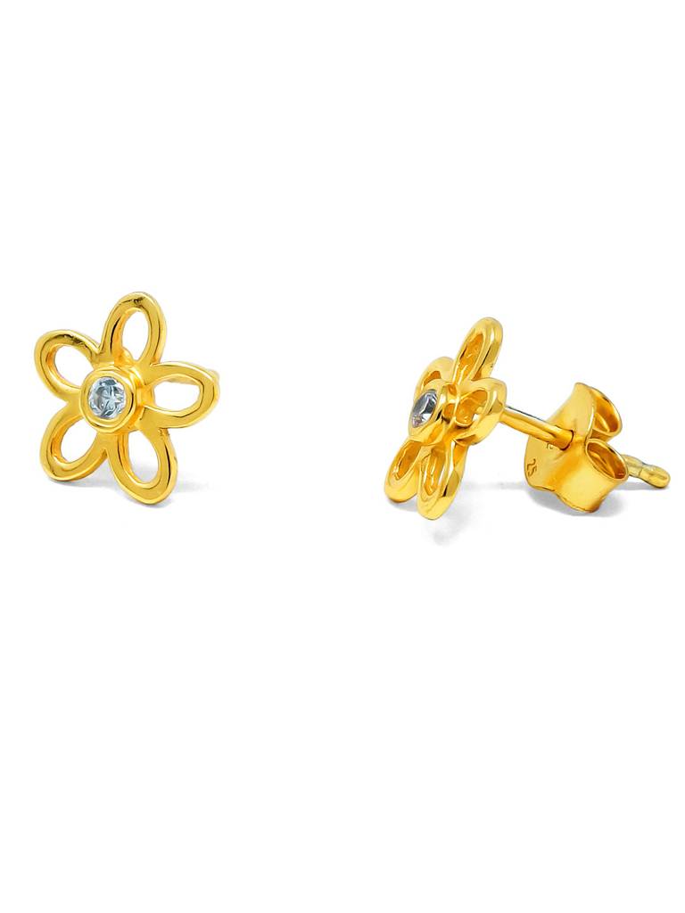 Mannash Charming Flower Gold Plated 925 Sterling Silver Stud Earrings