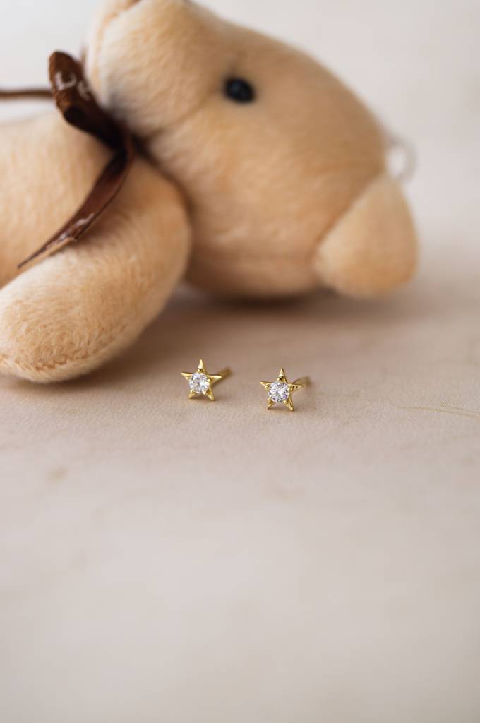 Star Twinkle Plated Sterling Silver Stud Earrings : MZYES909D2277
