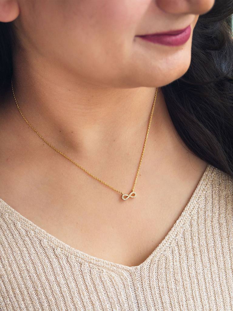 Pretty Tiny Infinity Gold Plated Sterling Silver Chain Necklace : MZYNCP615D1470