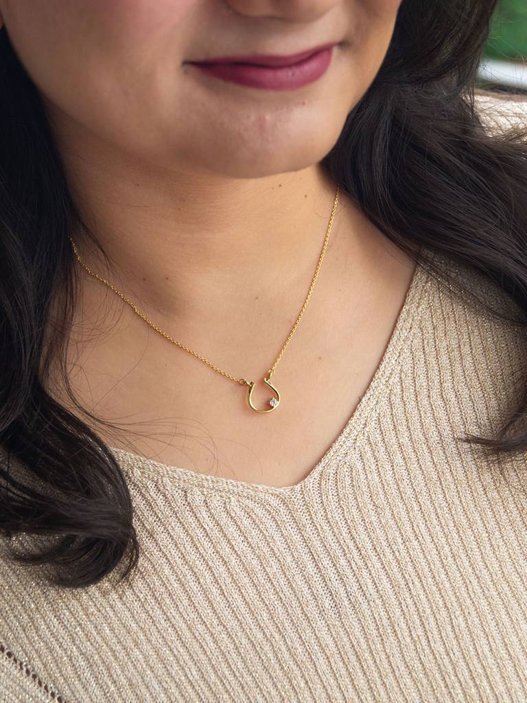 Mannash Horse Shoe Shine Gold Plated Sterling Silver Chain Necklace : MZYNCP617D1474
