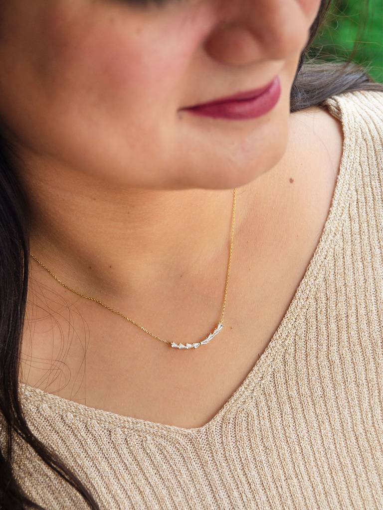 Mannash Baguetty Smile Gold Plated Sterling Silver Chain Necklace : MZYNCP641D1509