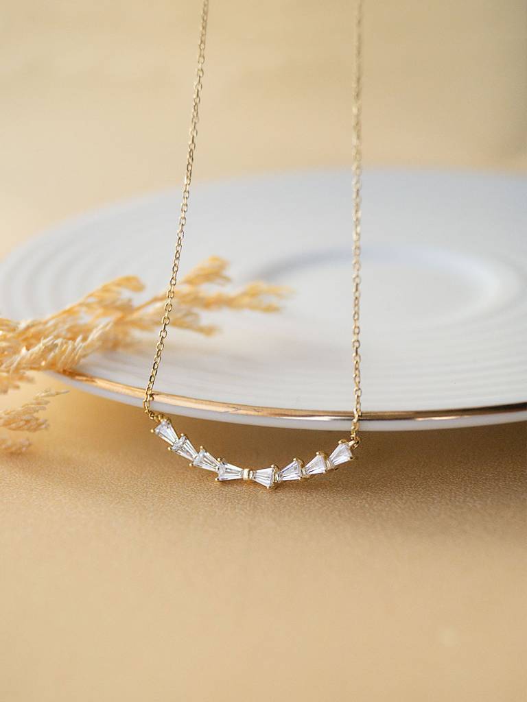 Mannash Baguetty Smile Gold Plated Sterling Silver Chain Necklace : MZYNCP641D1509