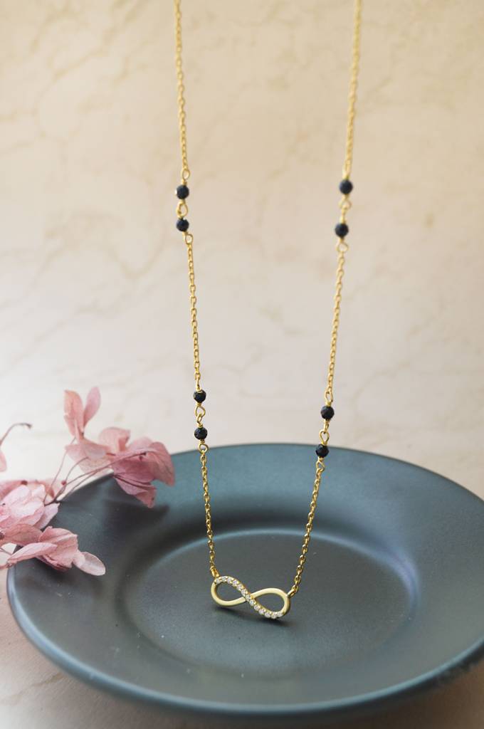 Promise Of Infinity Rose Gold Plated Sterling Silver Mangalsutra Necklace : MZYNM856D1987