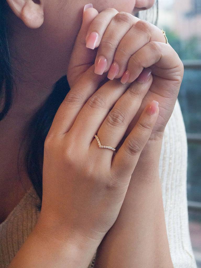 Charming Classic V Gold Plated Silver Adjustable Ring : MZYRA599D1438