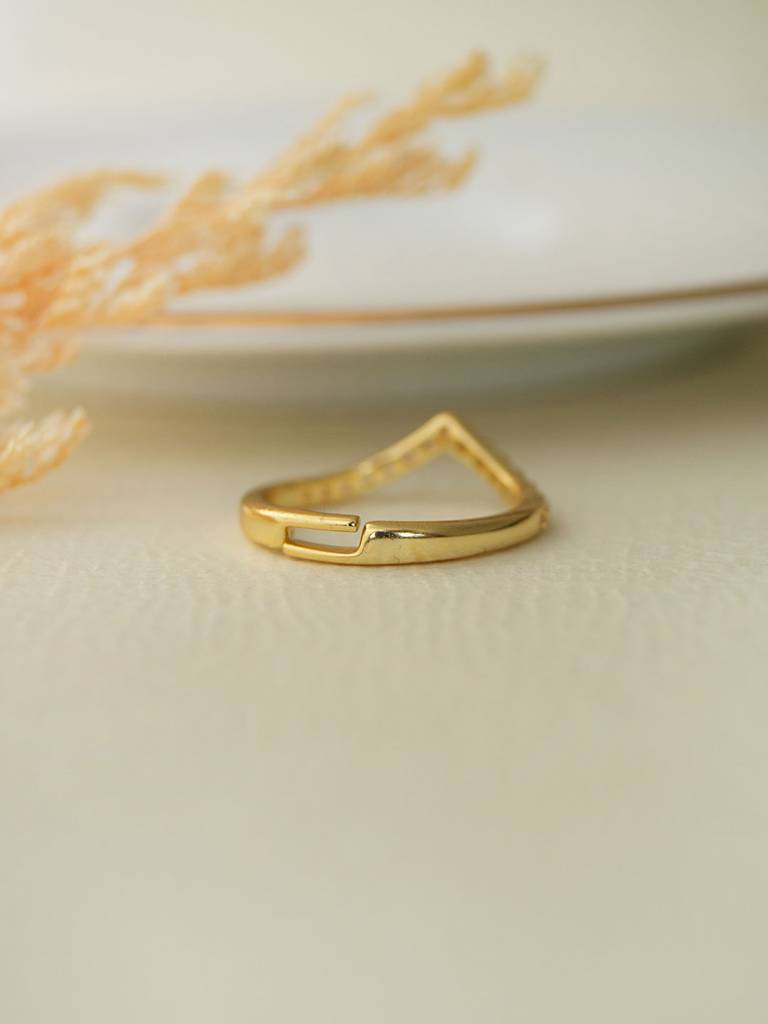 Charming Classic V Gold Plated Silver Adjustable Ring : MZYRA599D1438
