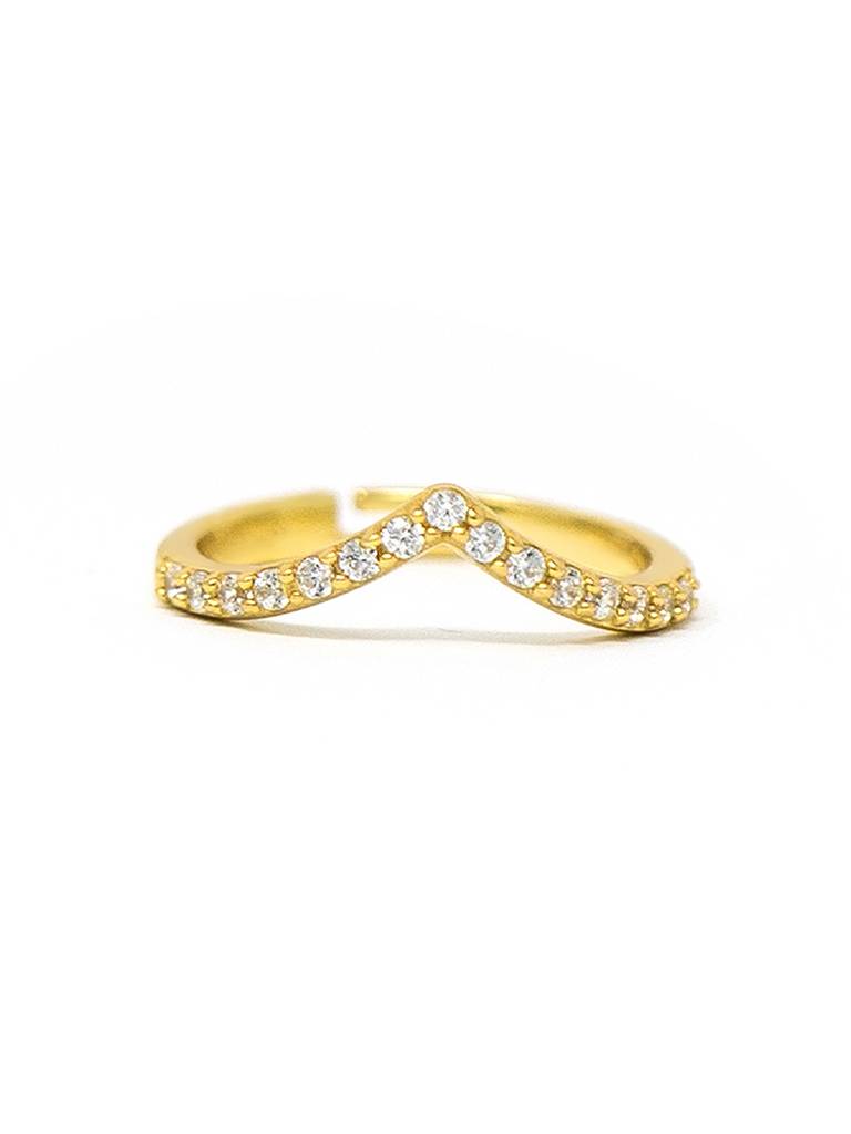 Charming Classic V Gold Plated Silver Adjustable Ring : MZYRA599D1438