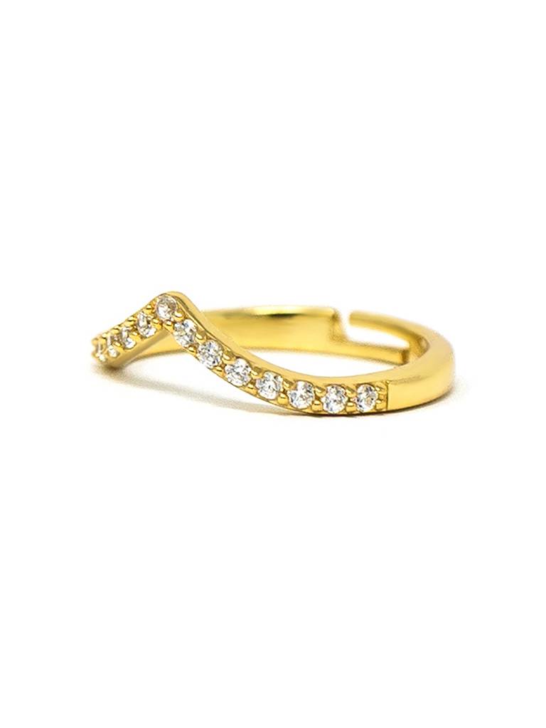Charming Classic V Gold Plated Silver Adjustable Ring : MZYRA599D1438