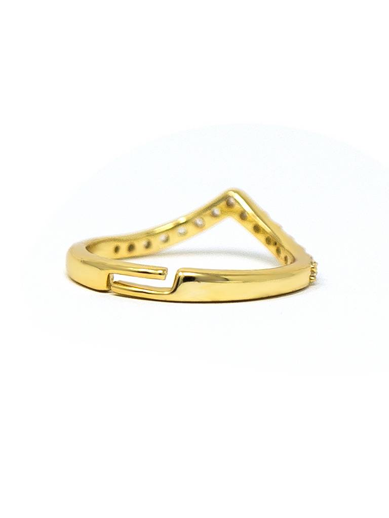 Charming Classic V Gold Plated Silver Adjustable Ring : MZYRA599D1438