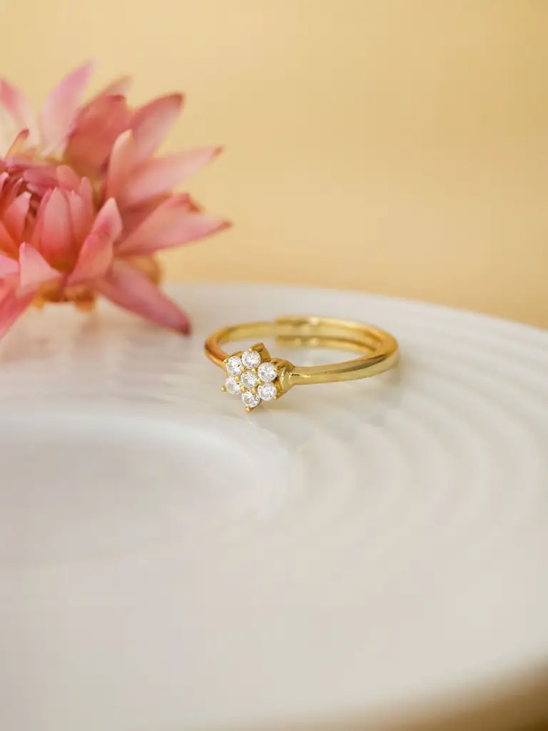 Happy Bloom Gold Plated Sterling Silver Adjustable Ring