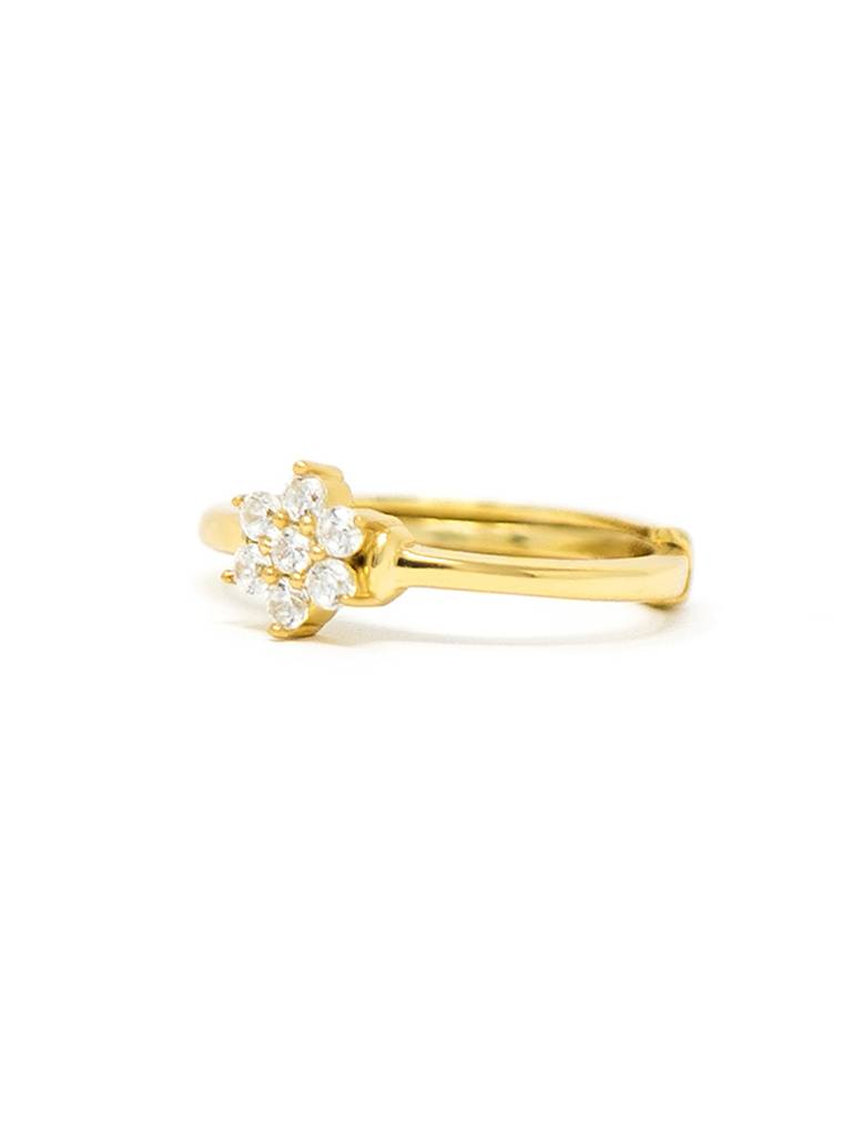 Happy Bloom Gold Plated Sterling Silver Adjustable Ring : MZYRA603D1446