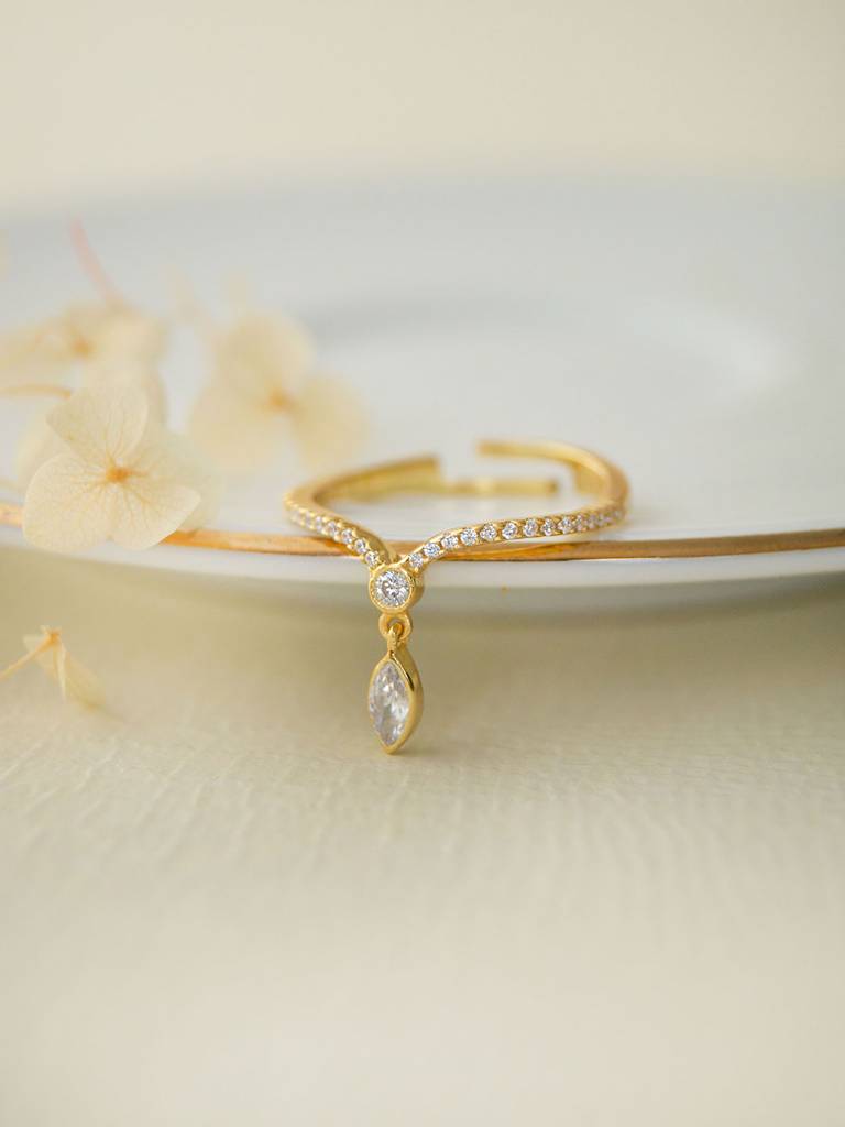 Elegantly Charming Gold Plated Sterling Silver Adjustable Ring : MZYRA606D1453