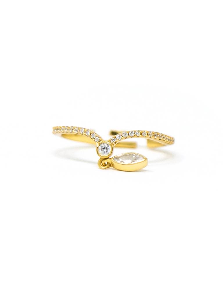 Elegantly Charming Gold Plated Sterling Silver Adjustable Ring : MZYRA606D1453