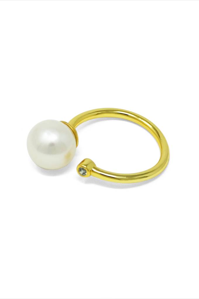 Classic Pearl Blush Gold Plated Sterling Silver Ring : MZYRC102D2022