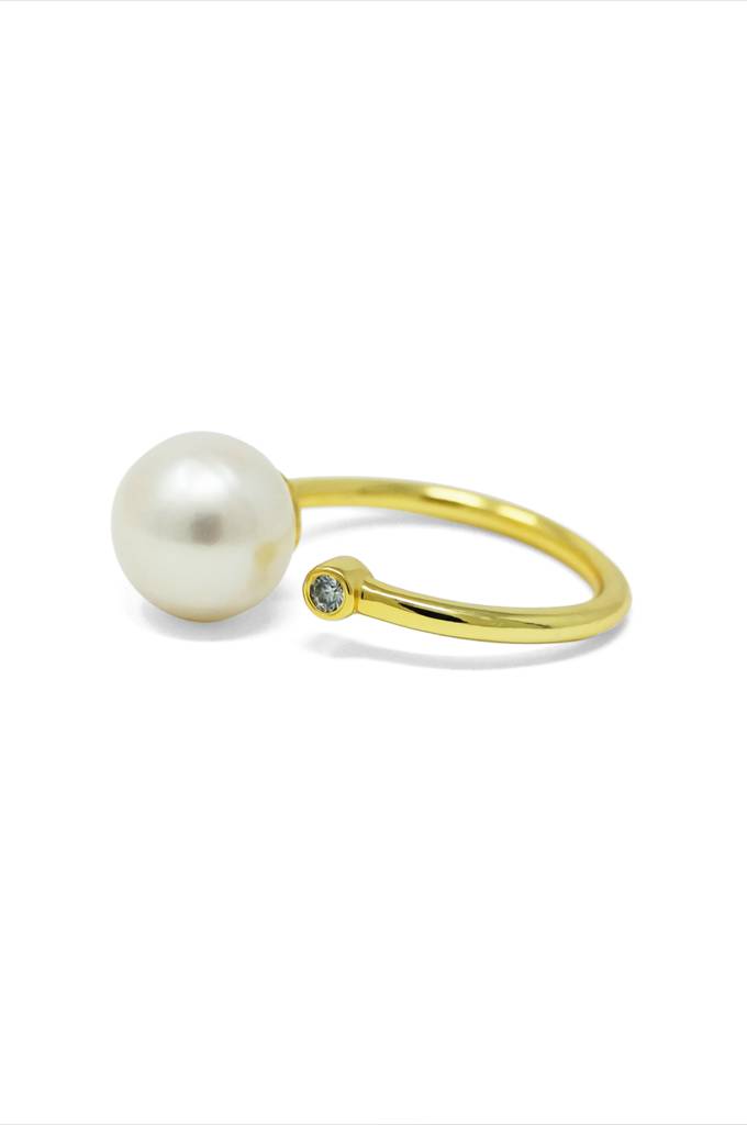 Classic Pearl Blush Gold Plated Sterling Silver Ring : MZYRC102D2022