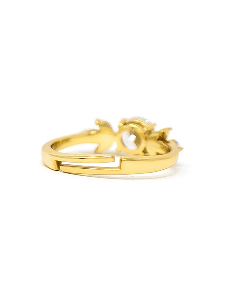 Ornate Solitaire Gold Plated Sterling Silver Adjustable Ring : MZYRSA600D1440