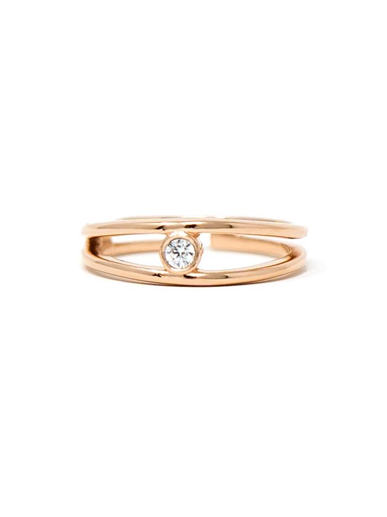 Two Line Solitaire Gold Plated Sterling Silver Adjustable Ring : MZYRSA604D1448