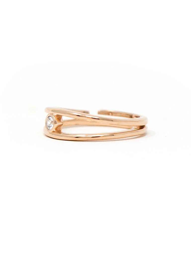 Two Line Solitaire Gold Plated Sterling Silver Adjustable Ring : MZYRSA604D1448