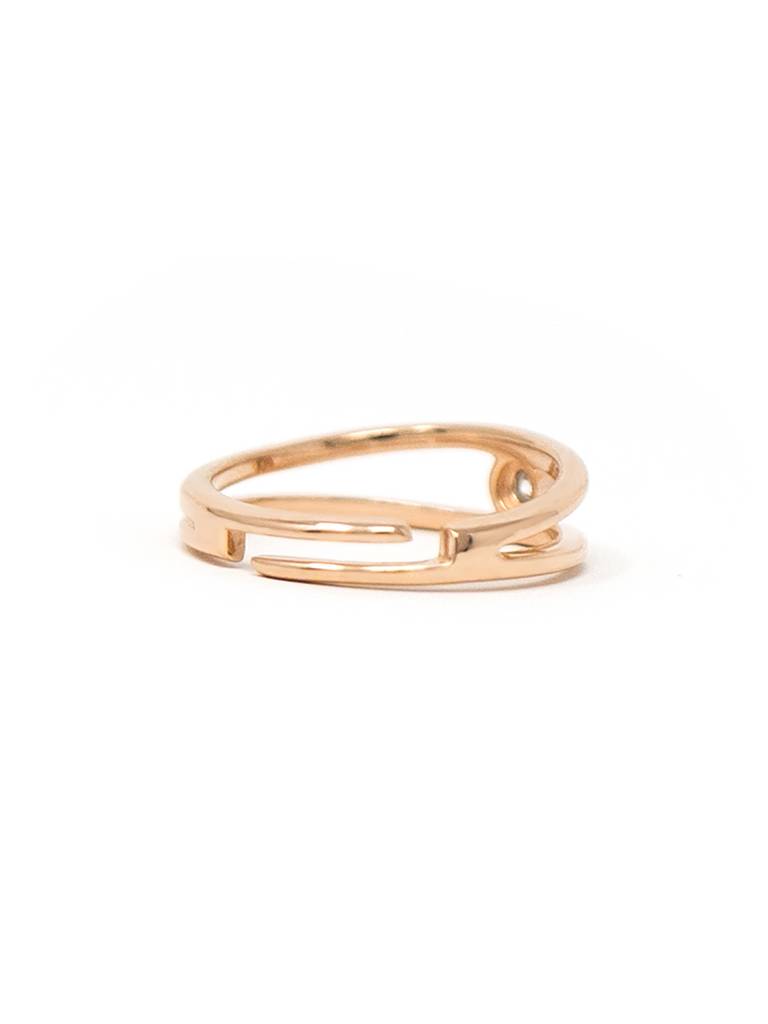 Two Line Solitaire Gold Plated Sterling Silver Adjustable Ring : MZYRSA604D1448