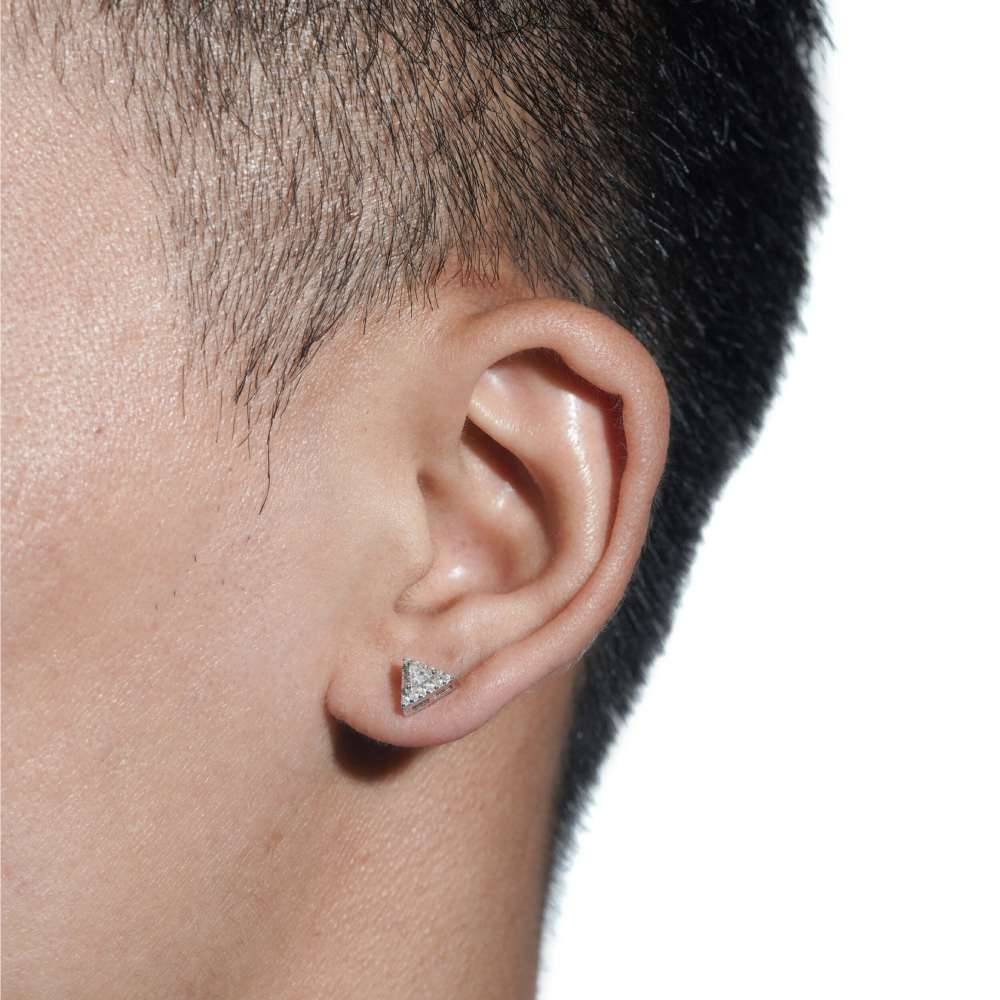 0.5 Ct Single Piece Sterling Silver Moissanite Stud Earrings For Men : TrisparkleRadiance_BX590-E_Men