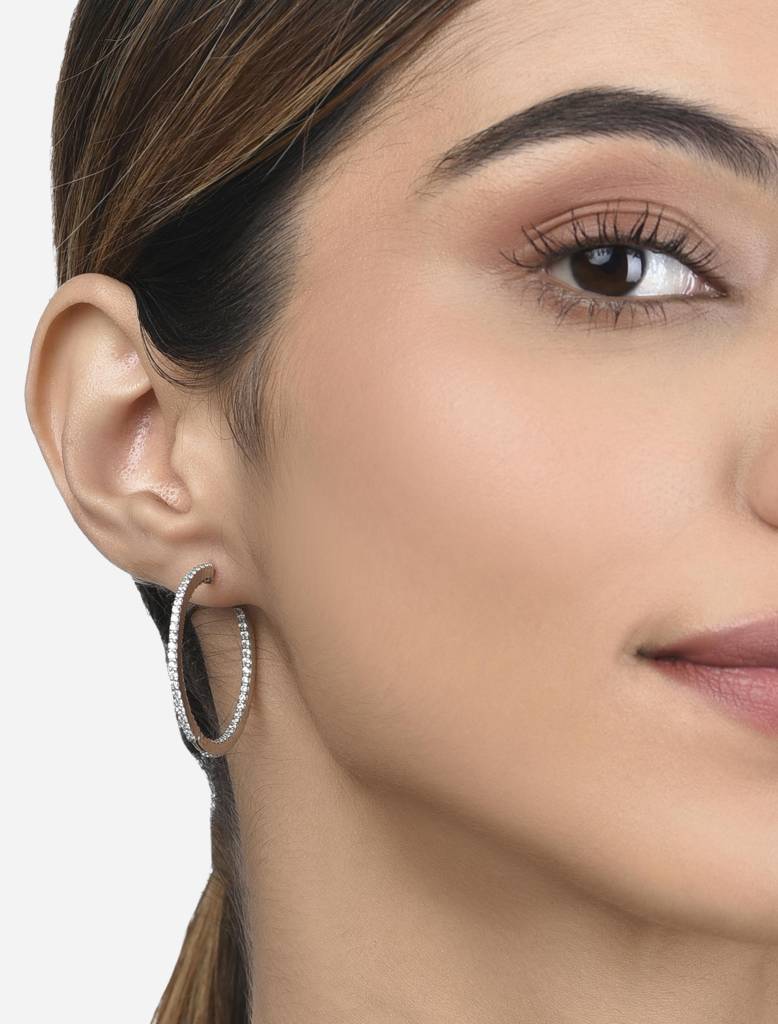 925 Silver Double Studded Chandbali Earrings Earrings