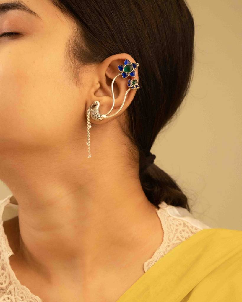 Moh Dancing Peacock Statement Earcuff : SE60625