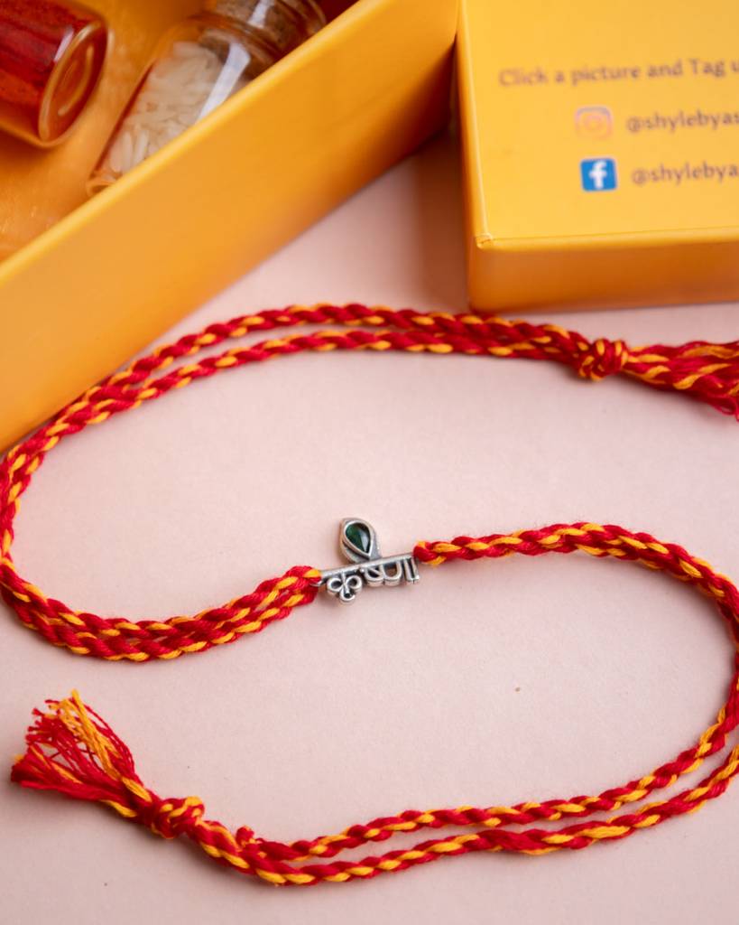 925 Sterling Silver Moh Auspicious Krishna Moli Rakhi For Kids, Men, And Women : SRK50174