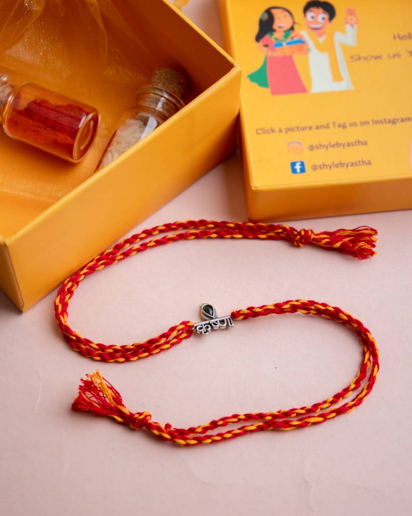 925 Sterling Silver Moh Auspicious Krishna Moli Rakhi For Kids, Men, And Women : SRK50174