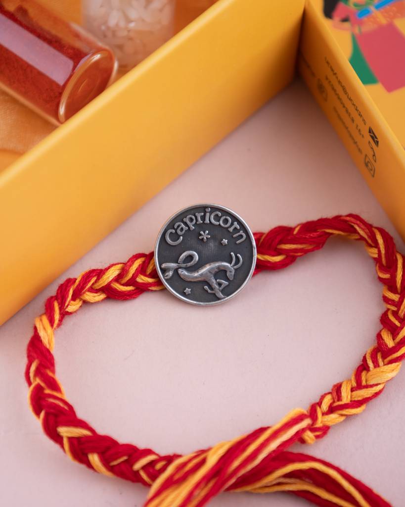 925 Sterling Silver Moh Capricorn Sun Sign Brooch Cum Rakhi
 For Kids, Men, And Women : SRK58