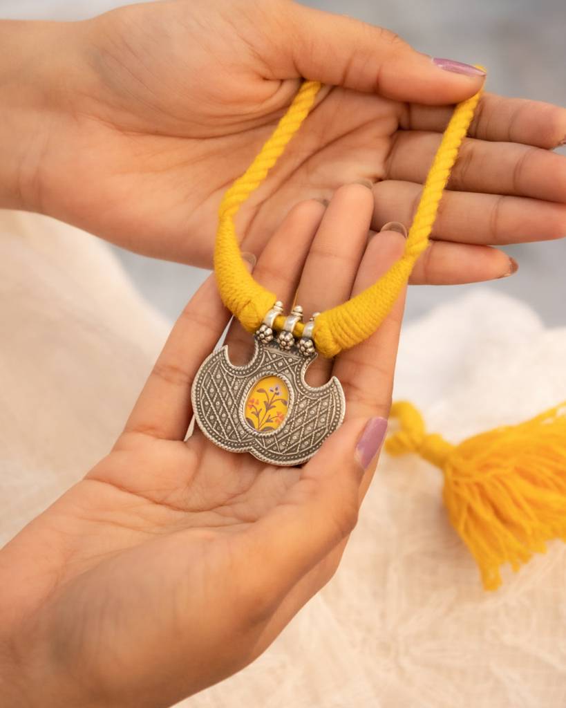 Moh Flora Handpainted Intricate Dori Necklace Moh Flora