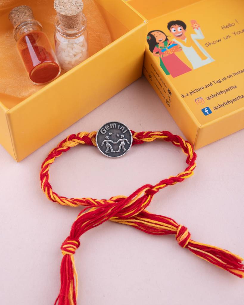 925 Sterling Silver Moh Gemini Sun Sign Brooch Cum Rakhi
 For Kids, Men, And Women : SRK50