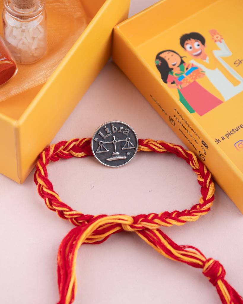 925 Sterling Silver Moh Libra Sun Sign Brooch Cum Rakhi
 For Kids, Men, And Women : SRK56