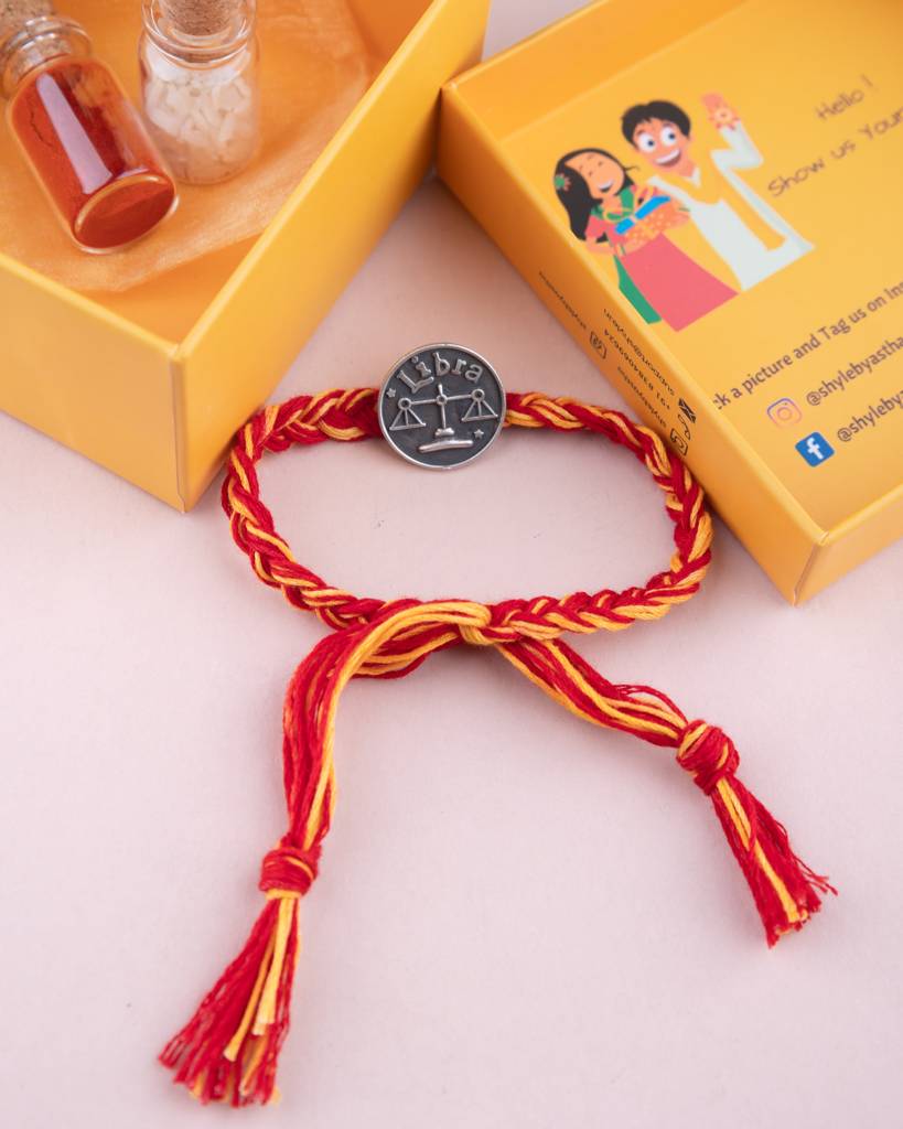 925 Sterling Silver Moh Libra Sun Sign Brooch Cum Rakhi
 For Kids, Men, And Women : SRK56
