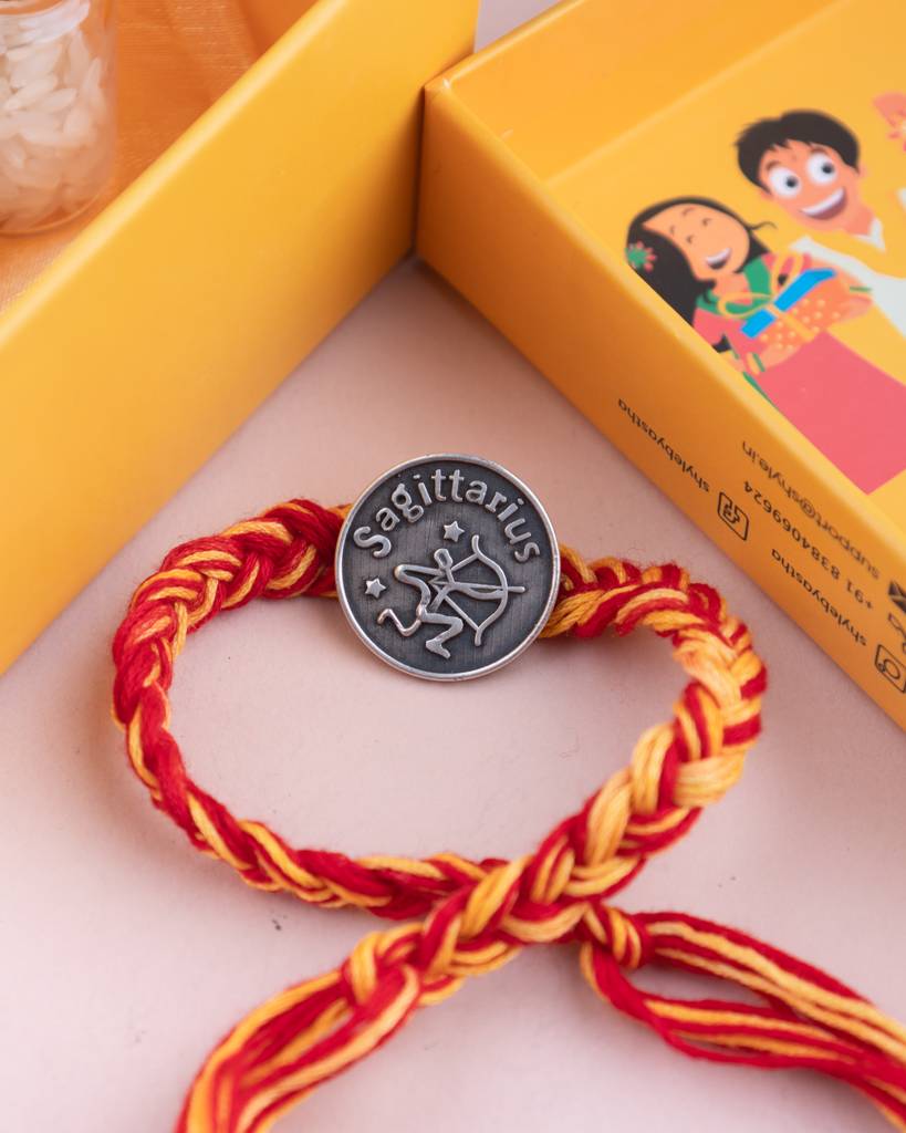 925 Sterling Silver Moh Sagittarius Sun Sign Brooch Cum Rakhi For Kids, Men, And Women : SRK60